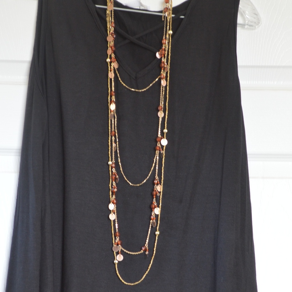 Bohemian Drape Necklaces in Multi Beaded Gold Tone